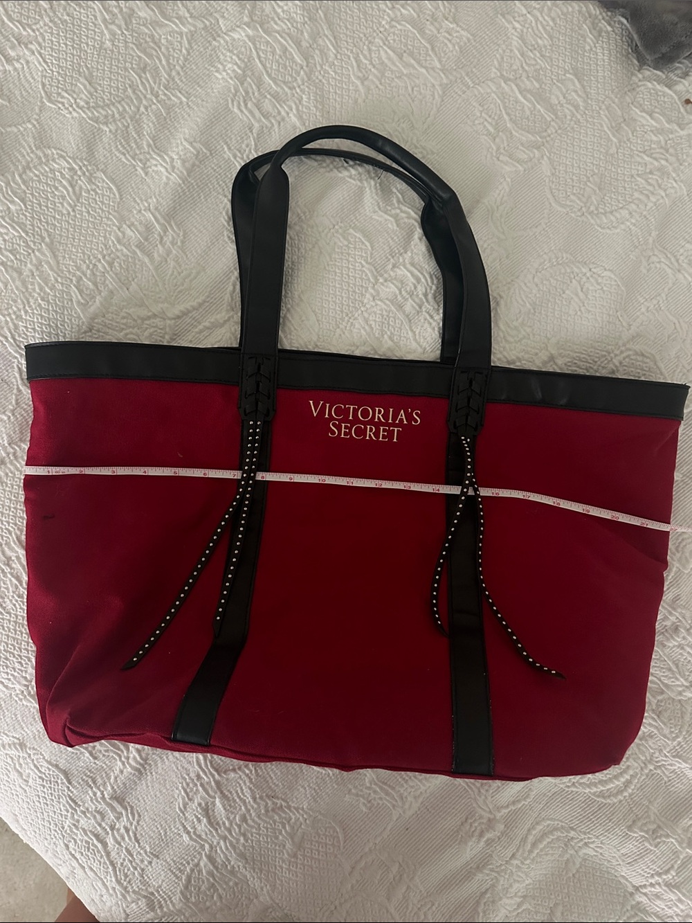 Victoria's Secret Red Tote with Black Trim and Handles